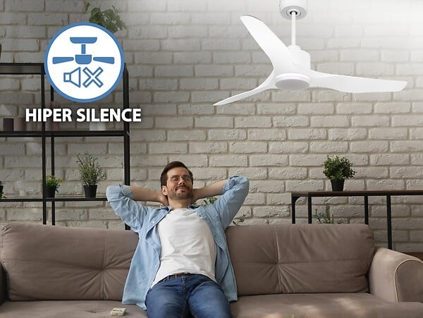 PURLINE - Ventilateur de plafond Réversible  Thermostat Dimmable Wifi Moteur à courant continu Toits en pente Télécommande Lumière à trois tons Adaptateur 2/3 Lames - large
