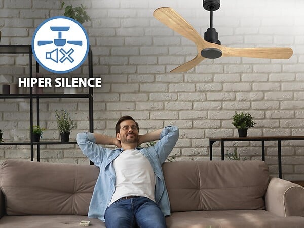 PURLINE - Ventilateur de plafond Réversible  Thermostat Wifi Moteur à courant continu Toits en pente Télécommande Hypersilence Mémoire - large