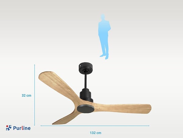 PURLINE - Ventilateur de plafond Réversible  Thermostat Wifi Moteur à courant continu Toits en pente Télécommande Hypersilence Mémoire - large