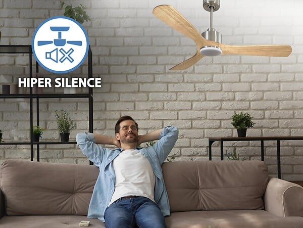 PURLINE - Ventilateur de plafond Réversible  Thermostat Dimmable Wifi Moteur à courant continu Toits en pente Télécommande Lumière à trois tons Hypersilence Mémoire - large