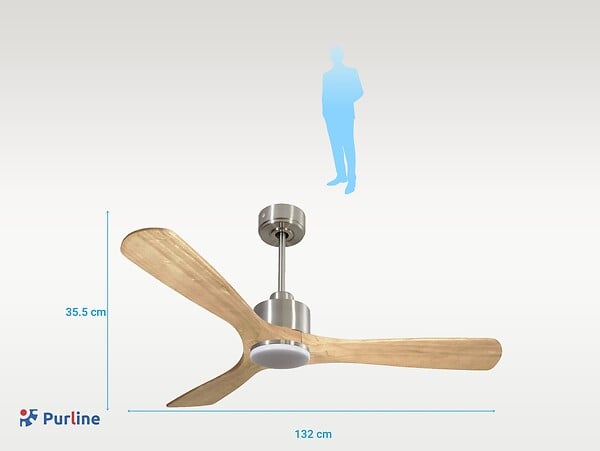 PURLINE - Ventilateur de plafond Réversible  Thermostat Dimmable Wifi Moteur à courant continu Toits en pente Télécommande Lumière à trois tons Hypersilence Mémoire - large