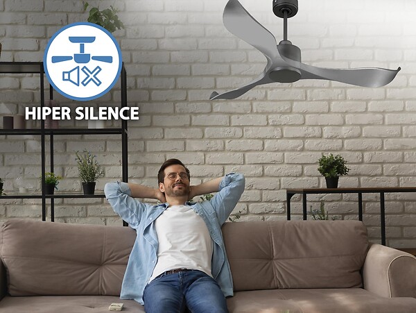 PURLINE - Ventilateur de plafond Réversible  Thermostat Wifi Moteur à courant continu Toits en pente Télécommande Mémoire - large