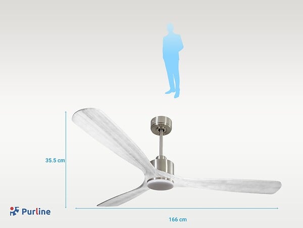 PURLINE - Ventilateur de plafond Réversible  Thermostat Dimmable Wifi Moteur à courant continu Toits en pente Télécommande Lumière à trois tons Hypersilence Mémoire - large