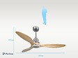 PURLINE - Ventilateur de plafond Réversible  Thermostat Dimmable Wifi Moteur à courant continu Toits en pente Télécommande Lumière à trois tons Hypersilence Mémoire - vignette