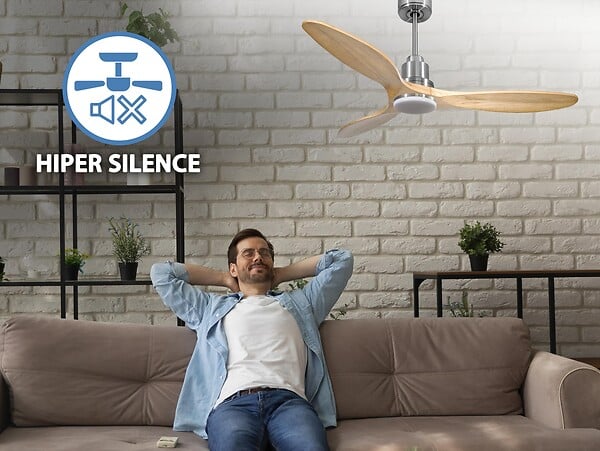 PURLINE - Ventilateur de plafond Réversible  Thermostat Dimmable Wifi Moteur à courant continu Toits en pente Télécommande Lumière à trois tons Hypersilence Mémoire - large