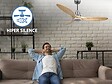 PURLINE - Ventilateur de plafond Réversible  Thermostat Dimmable Wifi Moteur à courant continu Toits en pente Télécommande Lumière à trois tons Hypersilence Mémoire - vignette