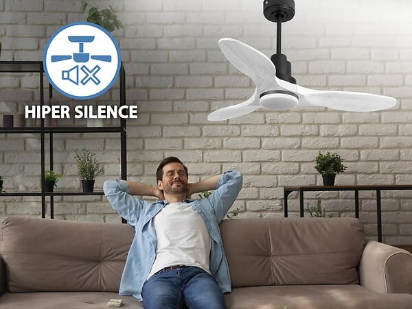 PURLINE - Ventilateur de plafond Réversible  Thermostat Dimmable Wifi Moteur à courant continu Toits en pente Télécommande Lumière à trois tons Hypersilence Mémoire - large