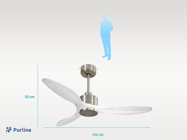 PURLINE - Ventilateur de plafond Réversible  Thermostat Wifi Moteur à courant continu Toits en pente Télécommande Hypersilence Mémoire - large