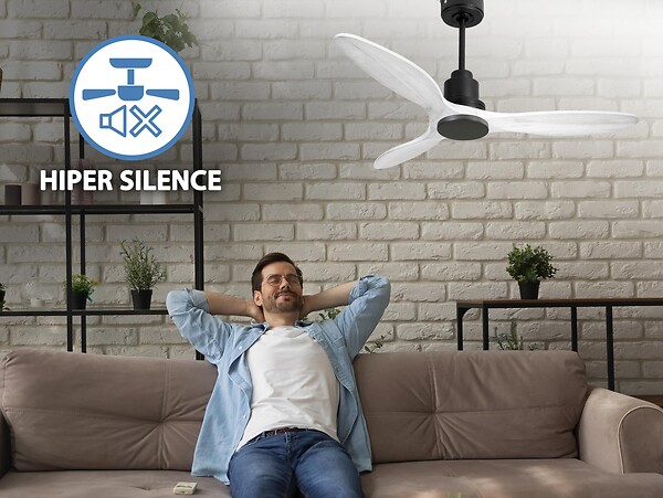 PURLINE - Ventilateur de plafond Réversible  Thermostat Wifi Moteur à courant continu Toits en pente Télécommande Hypersilence Mémoire - large