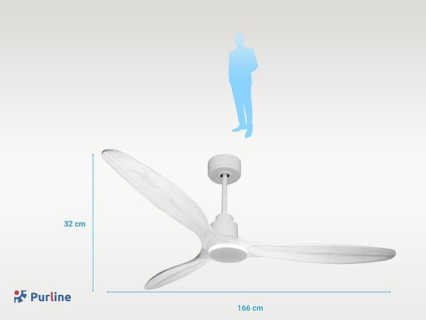PURLINE - Ventilateur de plafond Wifi Moteur à courant continu Télécommande Hypersilence Mémoire - large