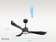 PURLINE - Ventilateur de plafond Réversible  Thermostat Dimmable Wifi Moteur à courant continu Toits en pente Télécommande Lumière à trois tons Adaptateur 2/3 Lames - vignette