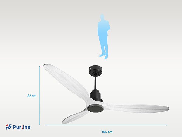 PURLINE - Ventilateur de plafond Réversible  Thermostat Wifi Moteur à courant continu Toits en pente Télécommande Hypersilence Mémoire - large