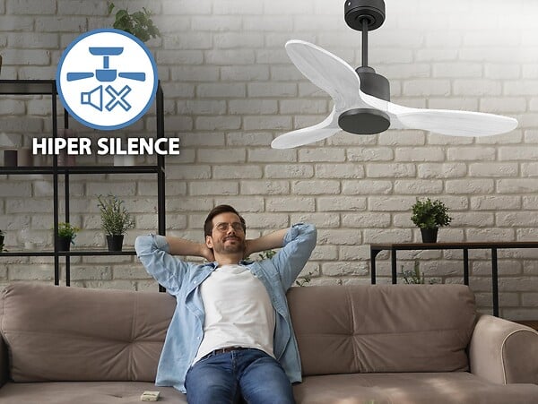 PURLINE - Ventilateur de plafond Réversible  Thermostat Wifi Moteur à courant continu Toits en pente Télécommande Hypersilence Mémoire Shopify Vendible (AUTOMATIQUE) - large