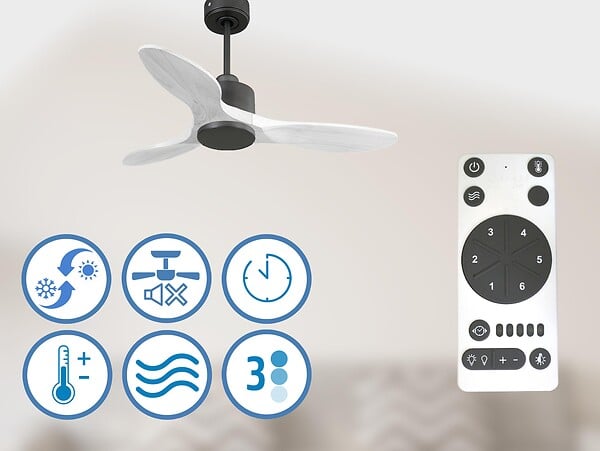 PURLINE - Ventilateur de plafond Réversible  Thermostat Wifi Moteur à courant continu Toits en pente Télécommande Hypersilence Mémoire Shopify Vendible (AUTOMATIQUE) - large