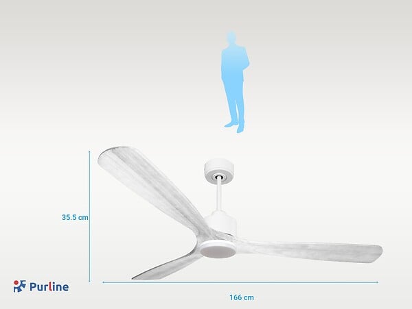 PURLINE - Ventilateur de plafond Réversible  Thermostat Dimmable Wifi Moteur à courant continu Toits en pente Télécommande Lumière à trois tons Hypersilence Mémoire - large