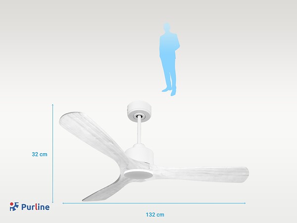 PURLINE - Ventilateur de plafond Wifi Moteur à courant continu Télécommande Hypersilence Mémoire - large