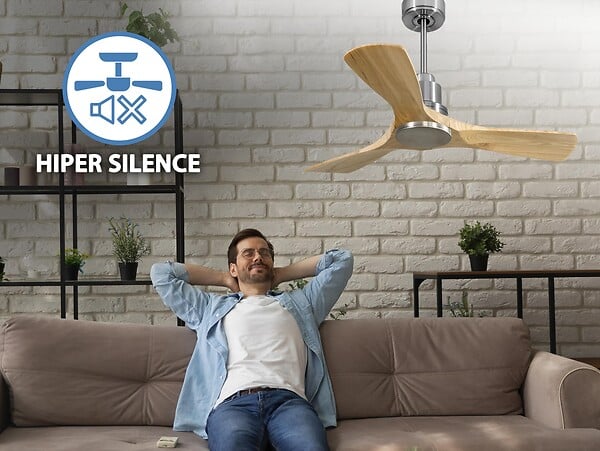 PURLINE - Ventilateur de plafond Réversible  Thermostat Wifi Moteur à courant continu Toits en pente Télécommande Hypersilence Mémoire - large