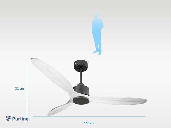 PURLINE - Ventilateur de plafond Réversible  Thermostat Wifi Moteur à courant continu Toits en pente Télécommande Hypersilence Mémoire - large