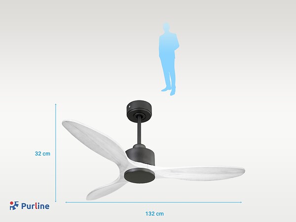 PURLINE - Ventilateur de plafond Wifi Moteur à courant continu Télécommande Hypersilence Mémoire - large