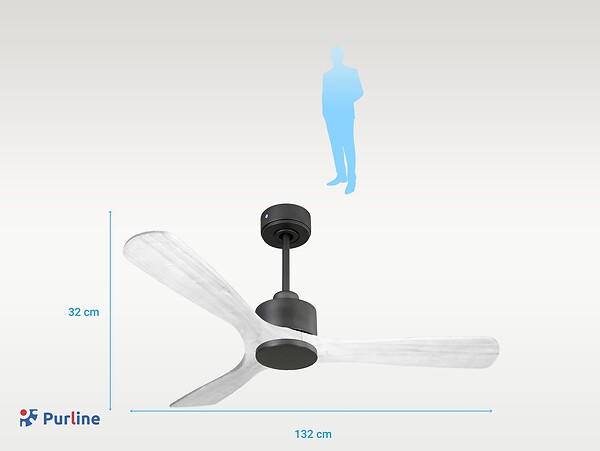 PURLINE - Ventilateur de plafond Réversible  Thermostat Wifi Moteur à courant continu Toits en pente Télécommande Hypersilence Mémoire - large