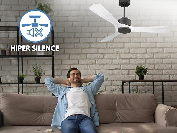 PURLINE - Ventilateur de plafond Réversible  Thermostat Wifi Moteur à courant continu Toits en pente Télécommande Hypersilence Mémoire - large