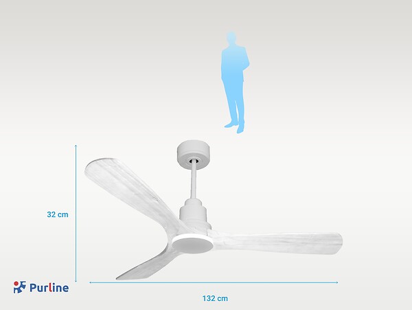 PURLINE - Ventilateur de plafond Réversible  Thermostat Wifi Moteur à courant continu Toits en pente Télécommande Hypersilence Mémoire Shopify Vendible (AUTOMATIQUE) - large