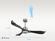 PURLINE - Ventilateur de plafond Réversible  Thermostat Dimmable Wifi Moteur à courant continu Toits en pente Télécommande Lumière à trois tons Adaptateur 2/3 Lames - vignette