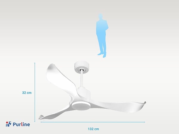 PURLINE - Ventilateur de plafond Réversible  Thermostat Wifi Moteur à courant continu Toits en pente Télécommande Adaptateur 2/3 Lames Hypersilence Mémoire - large