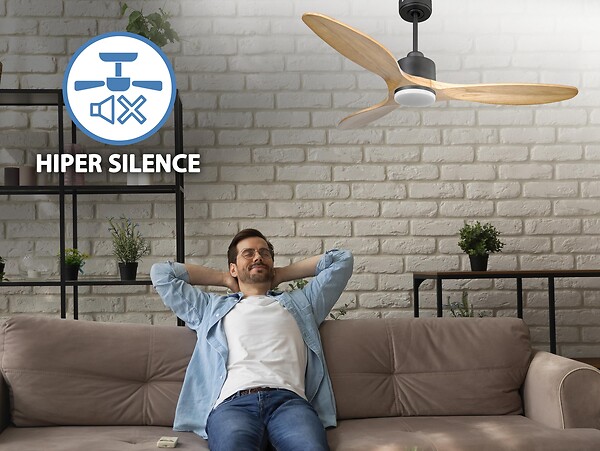 PURLINE - Ventilateur de plafond Réversible  Thermostat Dimmable Wifi Moteur à courant continu Toits en pente Télécommande Lumière à trois tons Hypersilence Mémoire - large