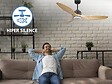 PURLINE - Ventilateur de plafond Réversible  Thermostat Dimmable Wifi Moteur à courant continu Toits en pente Télécommande Lumière à trois tons Hypersilence Mémoire - vignette
