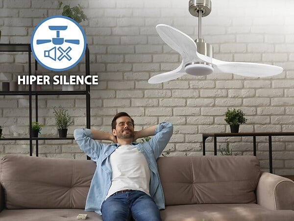 PURLINE - Ventilateur de plafond Réversible  Thermostat Dimmable Wifi Moteur à courant continu Toits en pente Télécommande Lumière à trois tons Hypersilence Mémoire - large