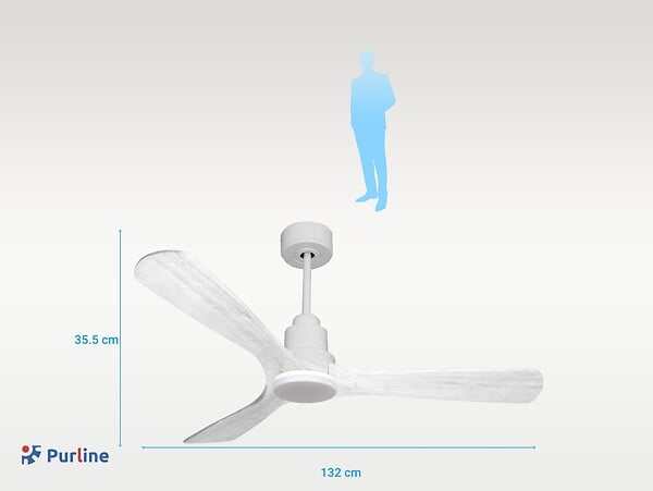 PURLINE - Ventilateur de plafond Réversible  Thermostat Dimmable Wifi Moteur à courant continu Toits en pente Télécommande Lumière à trois tons Hypersilence Mémoire - large