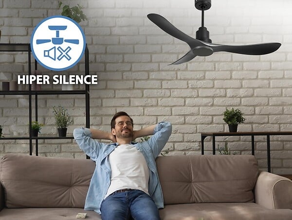 PURLINE - Ventilateur de plafond Réversible  Thermostat Wifi Moteur à courant continu Toits en pente Télécommande Hypersilence Mémoire - large