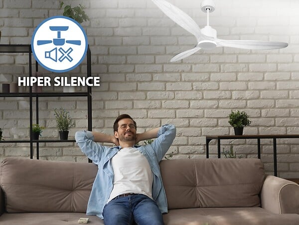PURLINE - Ventilateur de plafond Réversible  Thermostat Wifi Moteur à courant continu Toits en pente Télécommande Hypersilence Mémoire Shopify Vendible (AUTOMATIQUE) - large