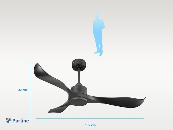 PURLINE - Ventilateur de plafond Réversible  Thermostat Wifi Moteur à courant continu Toits en pente Télécommande Adaptateur 2/3 Lames Hypersilence Mémoire - large