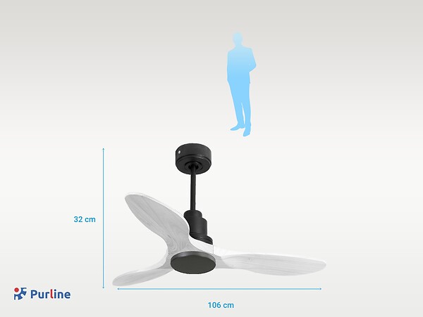 PURLINE - Ventilateur de plafond Réversible  Thermostat Wifi Moteur à courant continu Toits en pente Télécommande Hypersilence Mémoire Shopify Vendible (AUTOMATIQUE) - large