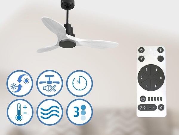 PURLINE - Ventilateur de plafond Réversible  Thermostat Wifi Moteur à courant continu Toits en pente Télécommande Hypersilence Mémoire Shopify Vendible (AUTOMATIQUE) - large