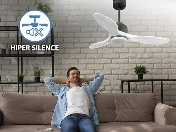 PURLINE - Ventilateur de plafond Réversible  Thermostat Dimmable Wifi Moteur à courant continu Toits en pente Télécommande Lumière à trois tons Hypersilence Mémoire - large
