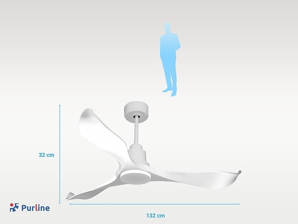 PURLINE - Ventilateur de plafond Réversible  Thermostat Wifi Moteur à courant continu Toits en pente Télécommande Adaptateur 2/3 Lames Hypersilence Mémoire - large