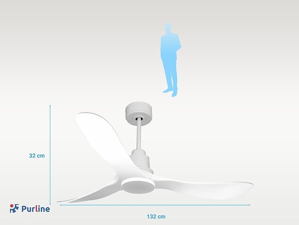 PURLINE - Ventilateur de plafond Réversible  Thermostat Wifi Moteur à courant continu Toits en pente Télécommande Hypersilence Mémoire - large