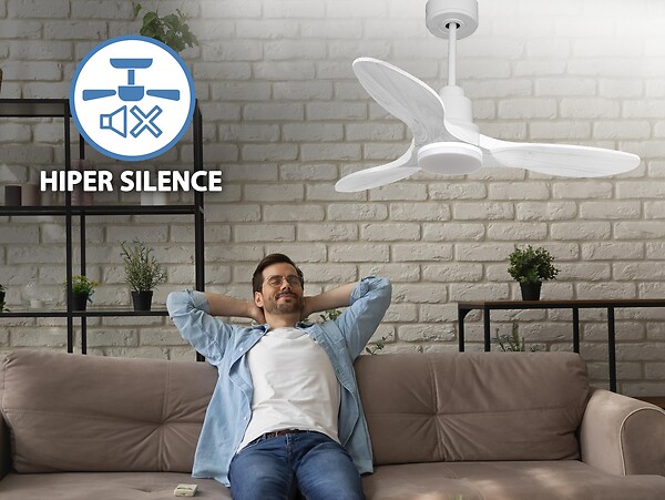 PURLINE - Ventilateur de plafond Réversible  Thermostat Dimmable Wifi Moteur à courant continu Toits en pente Télécommande Lumière à trois tons Hypersilence Mémoire - large