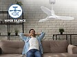 PURLINE - Ventilateur de plafond Réversible  Thermostat Dimmable Wifi Moteur à courant continu Toits en pente Télécommande Lumière à trois tons Hypersilence Mémoire - vignette
