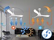 PURLINE - Ventilateur de plafond Réversible  Thermostat Dimmable Wifi Moteur à courant continu Toits en pente Télécommande Lumière à trois tons Adaptateur 2/3 Lames - vignette