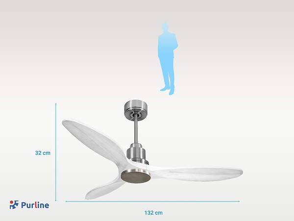 PURLINE - Ventilateur de plafond Réversible  Thermostat Wifi Moteur à courant continu Toits en pente Télécommande Hypersilence Mémoire Shopify Vendible (AUTOMATIQUE) - large