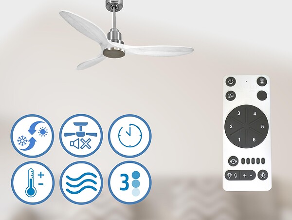PURLINE - Ventilateur de plafond Réversible  Thermostat Wifi Moteur à courant continu Toits en pente Télécommande Hypersilence Mémoire Shopify Vendible (AUTOMATIQUE) - large