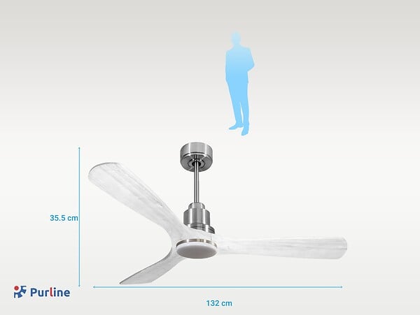 PURLINE - Ventilateur de plafond Réversible  Thermostat Dimmable Wifi Moteur à courant continu Toits en pente Télécommande Lumière à trois tons Hypersilence Mémoire - large
