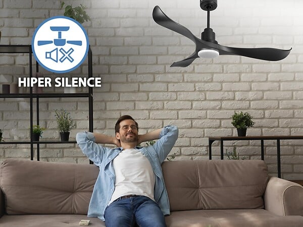 PURLINE - Ventilateur de plafond Réversible  Thermostat Dimmable Wifi Moteur à courant continu Toits en pente Télécommande Lumière à trois tons Adaptateur 2/3 Lames - large