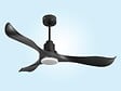 PURLINE - Ventilateur de plafond Réversible  Thermostat Dimmable Wifi Moteur à courant continu Toits en pente Télécommande Lumière à trois tons Adaptateur 2/3 Lames - vignette