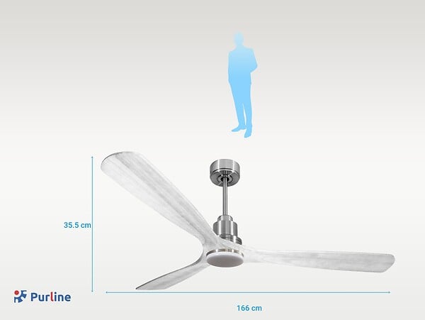 PURLINE - Ventilateur de plafond Réversible  Thermostat Dimmable Wifi Moteur à courant continu Toits en pente Télécommande Lumière à trois tons Hypersilence Mémoire - large