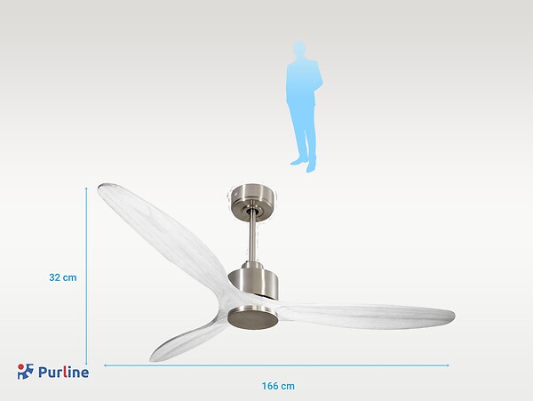 PURLINE - Ventilateur de plafond Réversible  Thermostat Wifi Moteur à courant continu Toits en pente Télécommande Hypersilence Mémoire - large